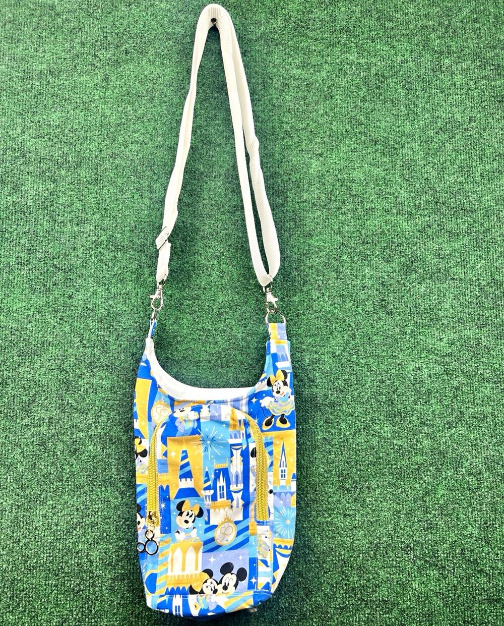 Disney Mickey & Minnie Mouse Print Shoulder Bag Purse - Blue, Gold, White, Black